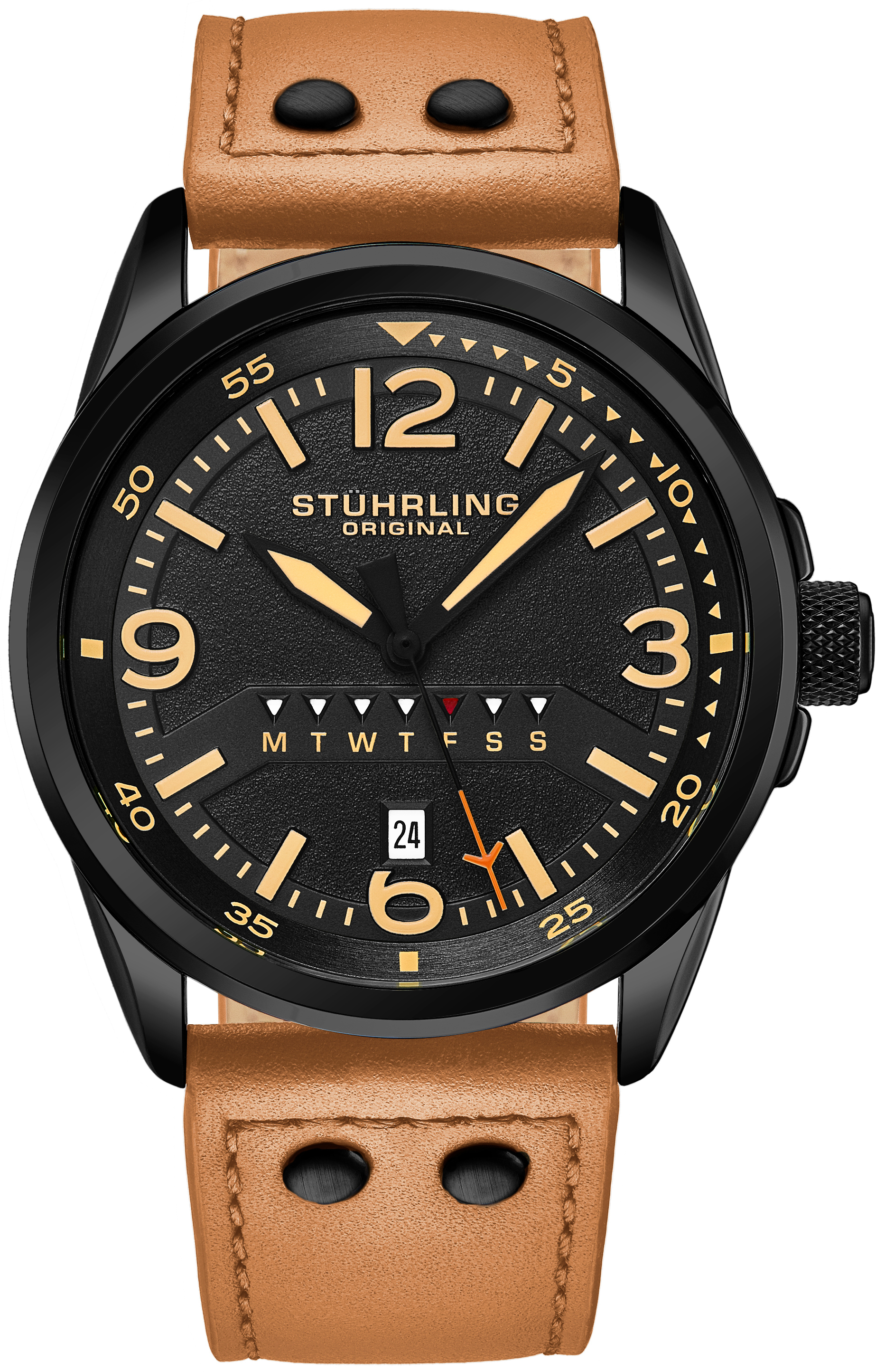 Stührling Original Herrklocka 447A.04 Aviator Svart/Läder Ø44 mm - Stührling Original