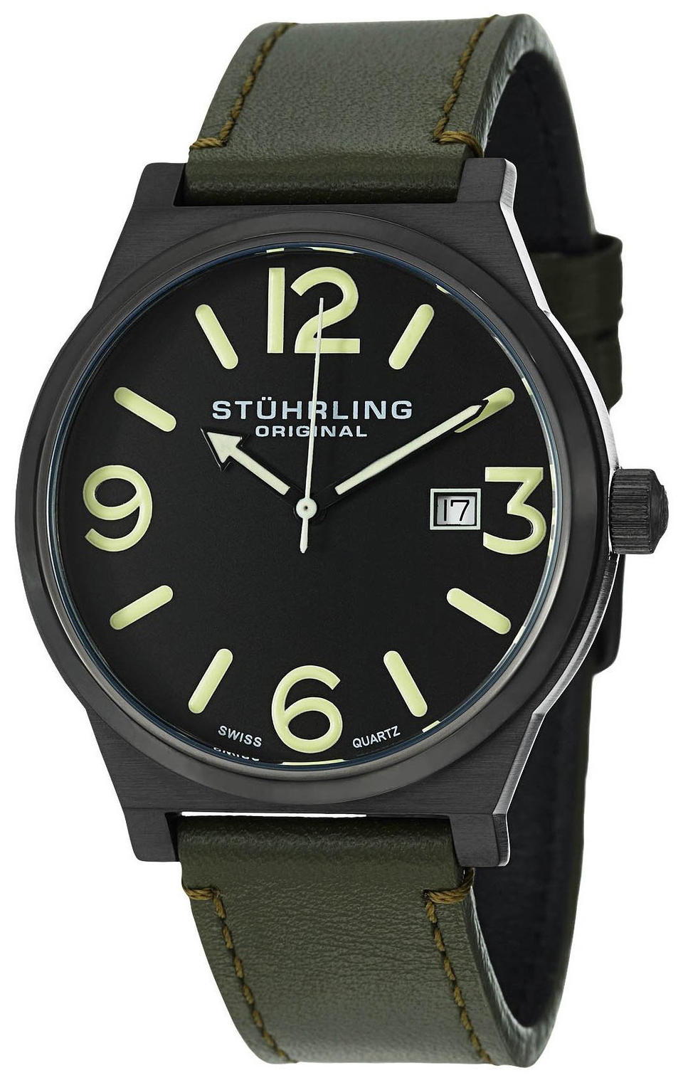 Stührling Original Herrklocka 454.3355D1 Svart/Läder Ø42 mm - Stührling Original