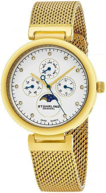 Stührling Original Damklocka 672.02 Symphony Vit/Gulguldtonat stål - Stührling Original