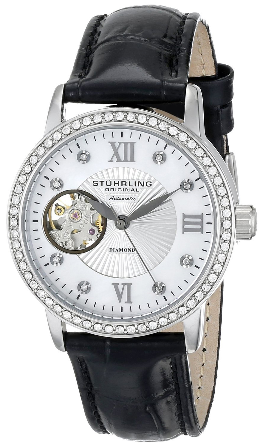 Stührling Original Damklocka 710.01 Silverfärgad/Läder Ø34 mm - Stührling Original