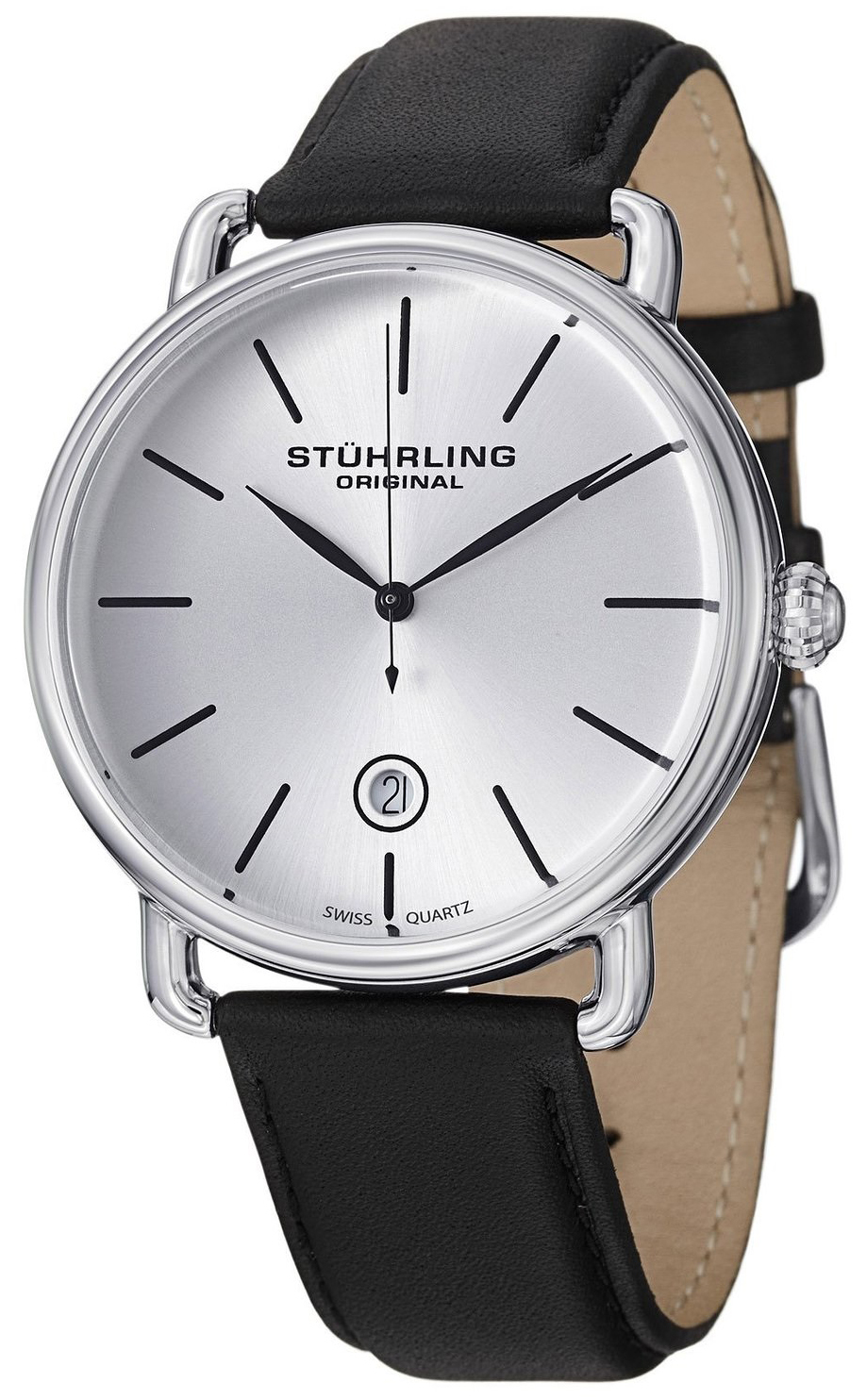 Stührling Original Herrklocka 768.01 Silverfärgad/Läder Ø42 mm - Stührling Original