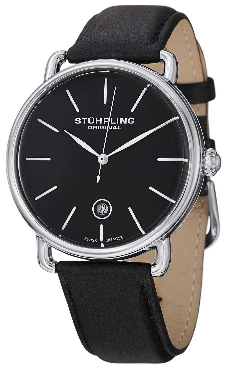 Stührling Original Herrklocka 768.02 Svart/Läder Ø42 mm - Stührling Original