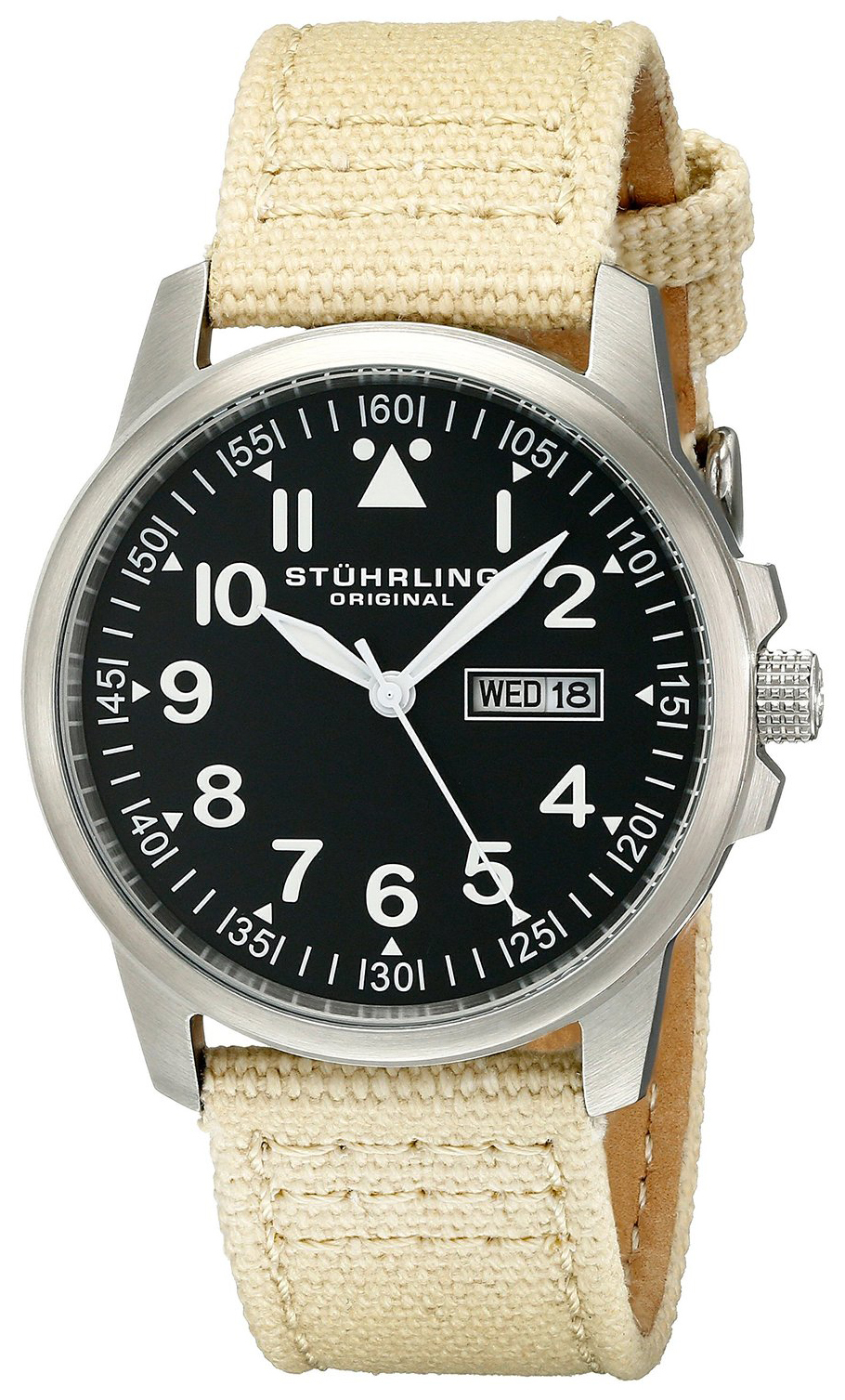 Stührling Original Aviator Herrklocka 850.02 Vit/Läder Ø42 mm - Stührling Original