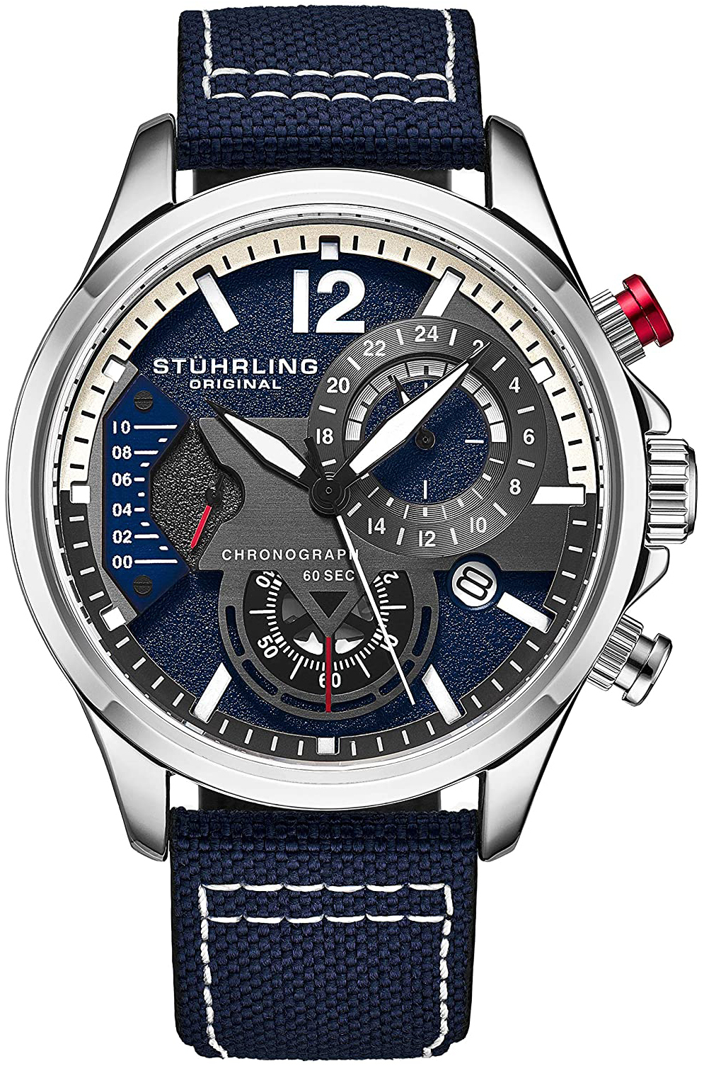 Stührling Original Herrklocka 908.02 Aviator Blå/Läder Ø45 mm - Stührling Original