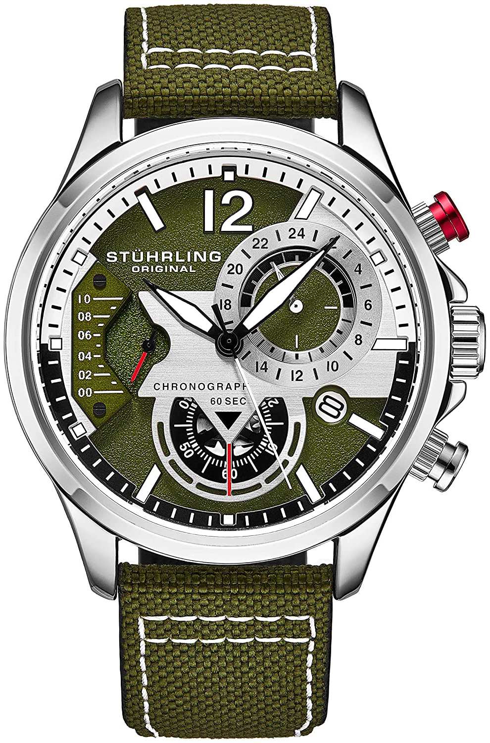 Stührling Original Herrklocka 908.03 Aviator Grön/Läder Ø45 mm - Stührling Original