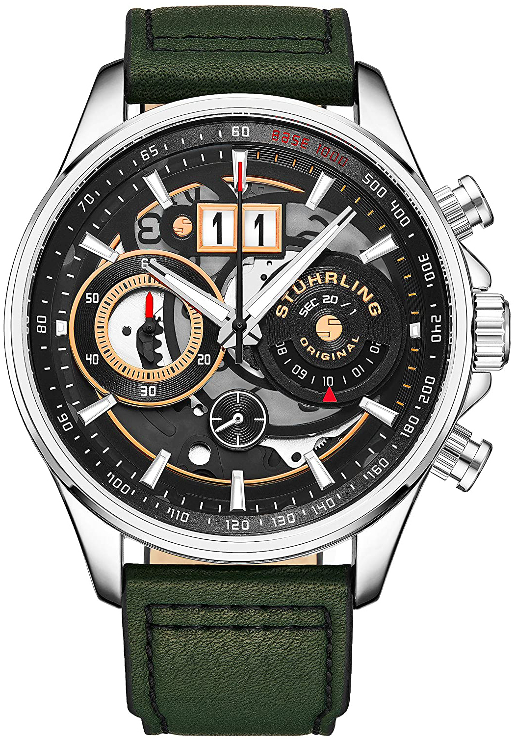 Stührling Original Herrklocka 923.02 Ace Aviator Svart/Läder Ø45 mm - Stührling Original