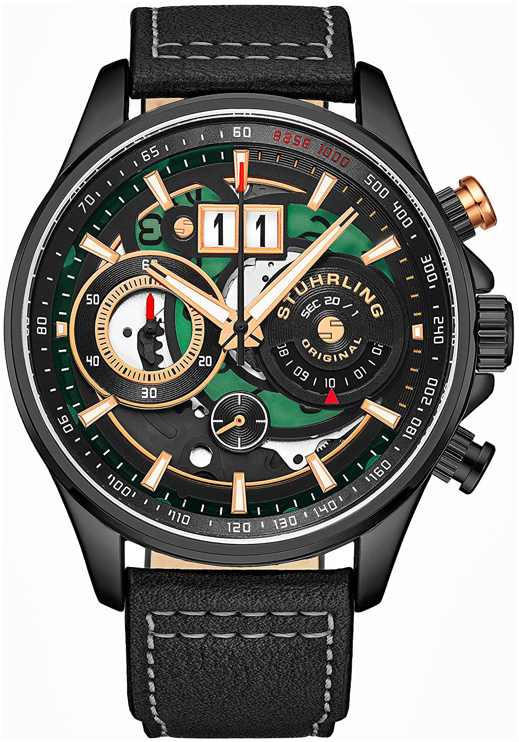 Stührling Original Herrklocka 923.04 Ace Aviator Svart/Läder Ø45 mm - Stührling Original