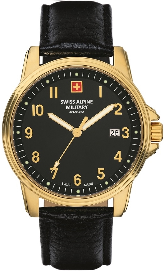 Swiss Alpine Military Herrklocka 7011.1517 Leader Svart/Läder Ø41 mm