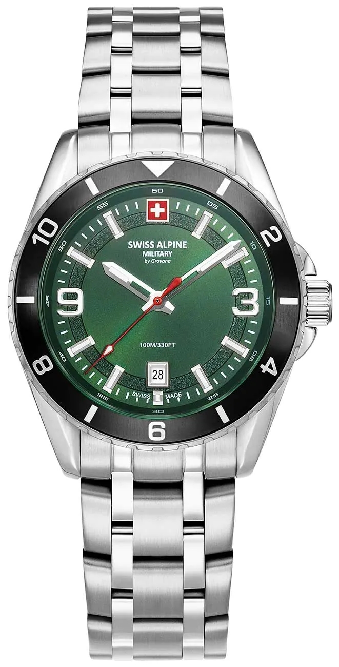 Swiss Alpine Military Herrklocka 7034.1138 Sierra Grön/Stål Ø42 mm - Swiss Alpine Military