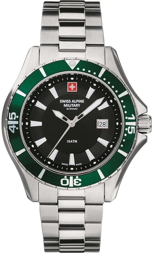 Swiss Alpine Military Herrklocka 7040.1134 Nautilus Svart/Stål Ø46 - Swiss Alpine Military