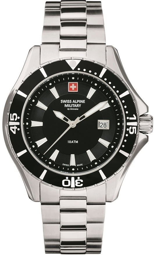 Swiss Alpine Military Herrklocka 7040.1137 Nautilus Svart/Stål Ø46 - Swiss Alpine Military