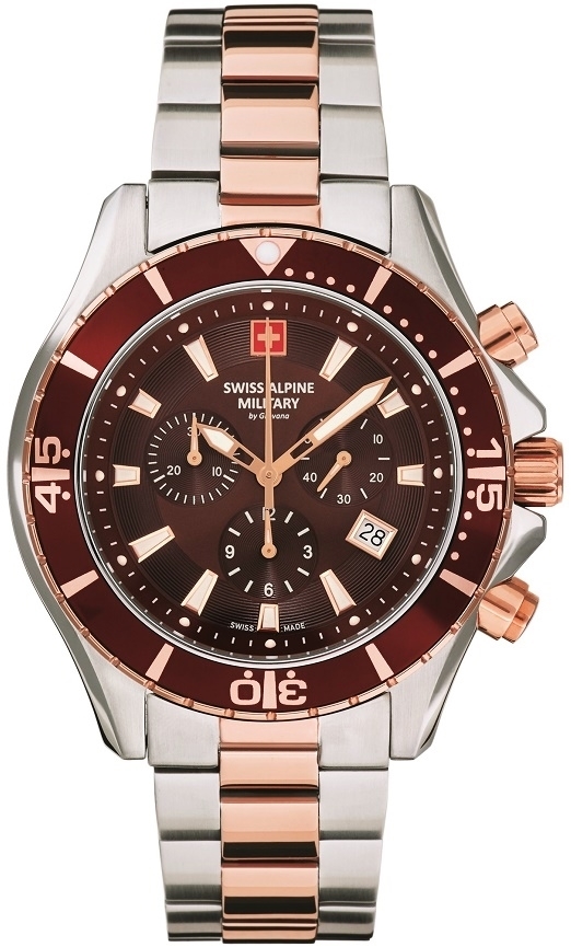 Swiss Alpine Military Herrklocka 7040.9156 Nautilus Brun/Stål Ø46 mm