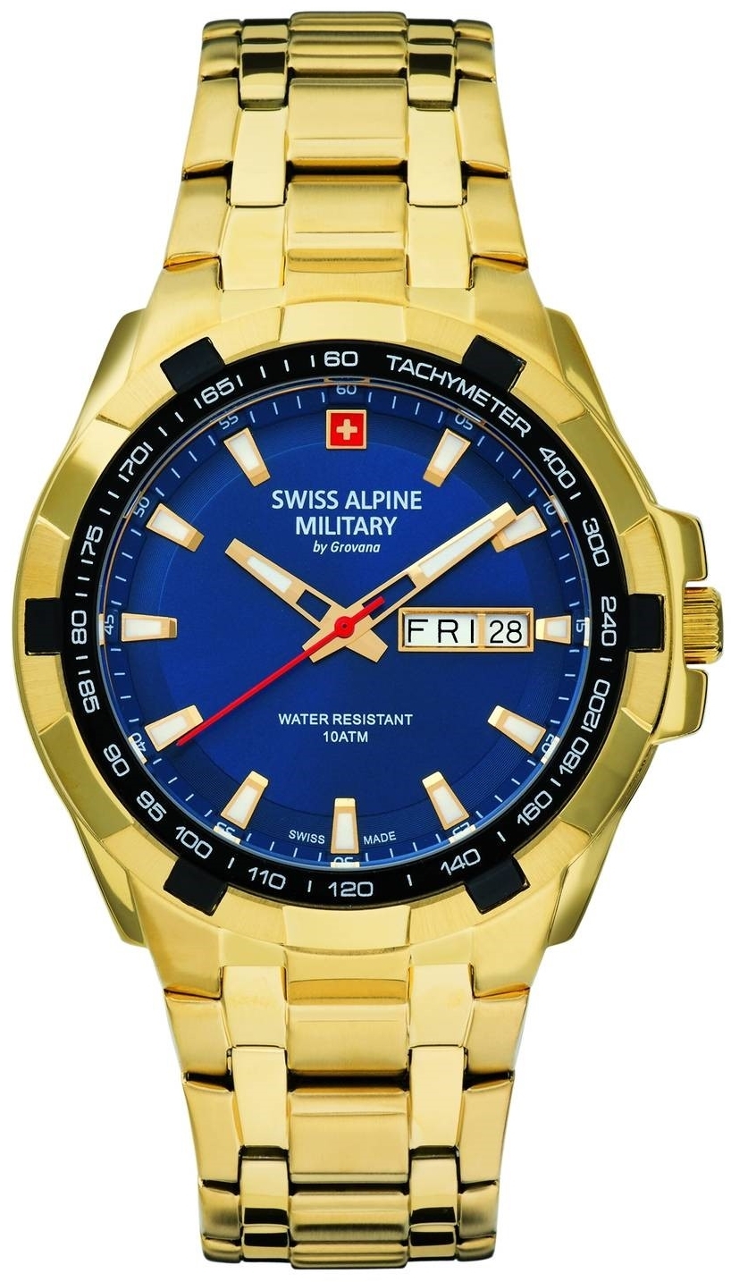 Swiss Alpine Military Herrklocka 7043.1115 Day-Date Blå/Gulguldtonat - Swiss Alpine Military