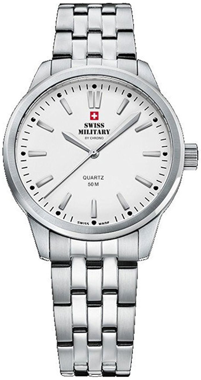 Swiss Military by Chrono Damklocka SMP36010.02 Chrono Vit/Stål Ø33 - Swiss Military by Chrono