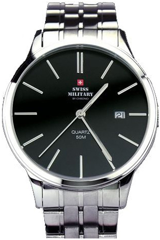 Swiss Military by Chrono Herrklocka 32043.01 Classic Svart/Stål Ø42 - Swiss Military by Chrono