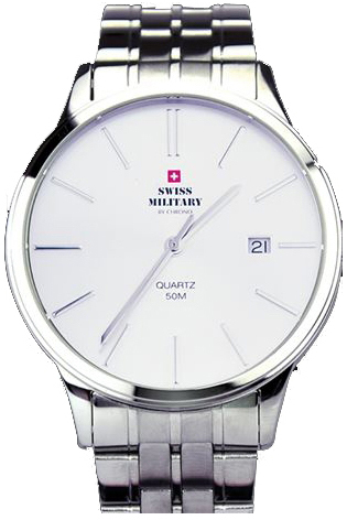 Swiss Military by Chrono Herrklocka 32043.02 Classic Vit/Stål Ø42 mm - Swiss Military by Chrono