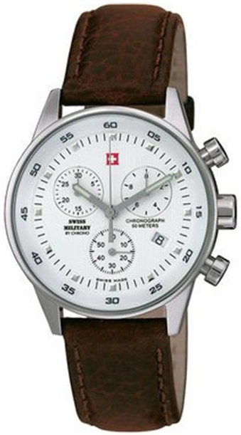 Swiss Military by Chrono 34005.04 Classic Vit/Läder Ø36 mm - Swiss Military by Chrono
