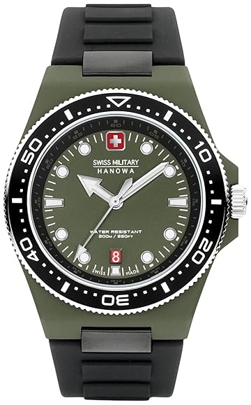 Swiss Military Hanowa Herrklocka SMWGN0001181 Pioneer Gr&ouml;n/Gummi