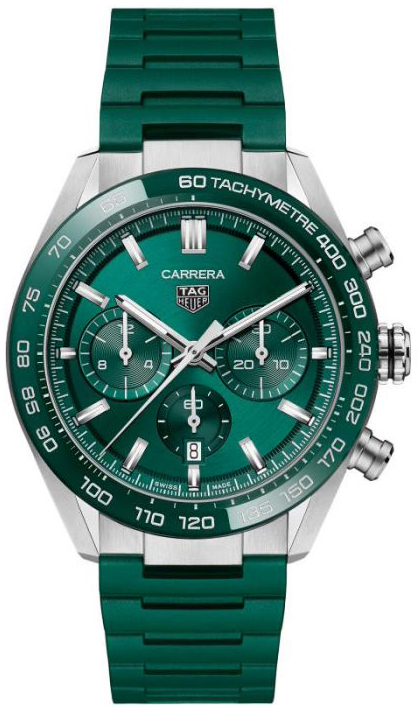 TAG Heuer Herrklocka CBN2A1N.FT6238 Carrera Grön/Gummi Ø44 mm - TAG Heuer