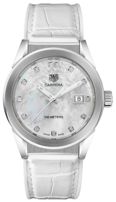 TAG Heuer Damklocka WBG1312.FC6412 Carrera Lady Vit/Gummi Ø36 mm - TAG Heuer