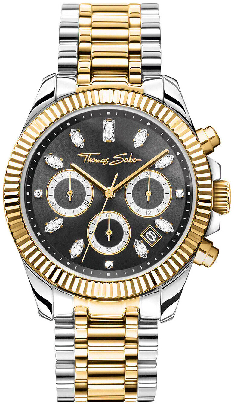 Thomas Sabo WA0398-291-201 Divine Grå/Gulguldtonat stål Ø38 mm - Thomas Sabo