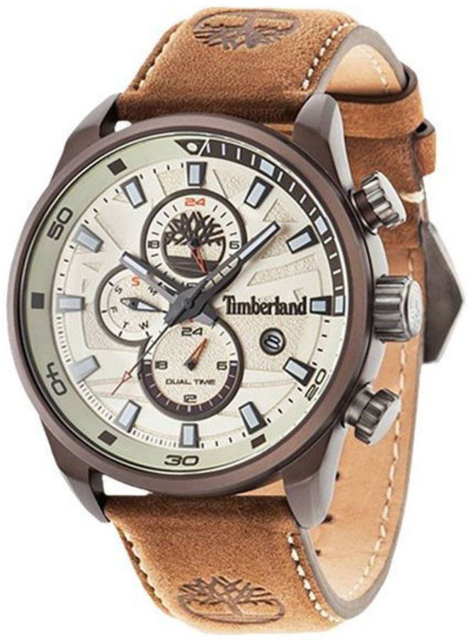 Timberland Herrklocka TBL14816JLBN07 Henniker Beige/Läder Ø46 mm - Timberland