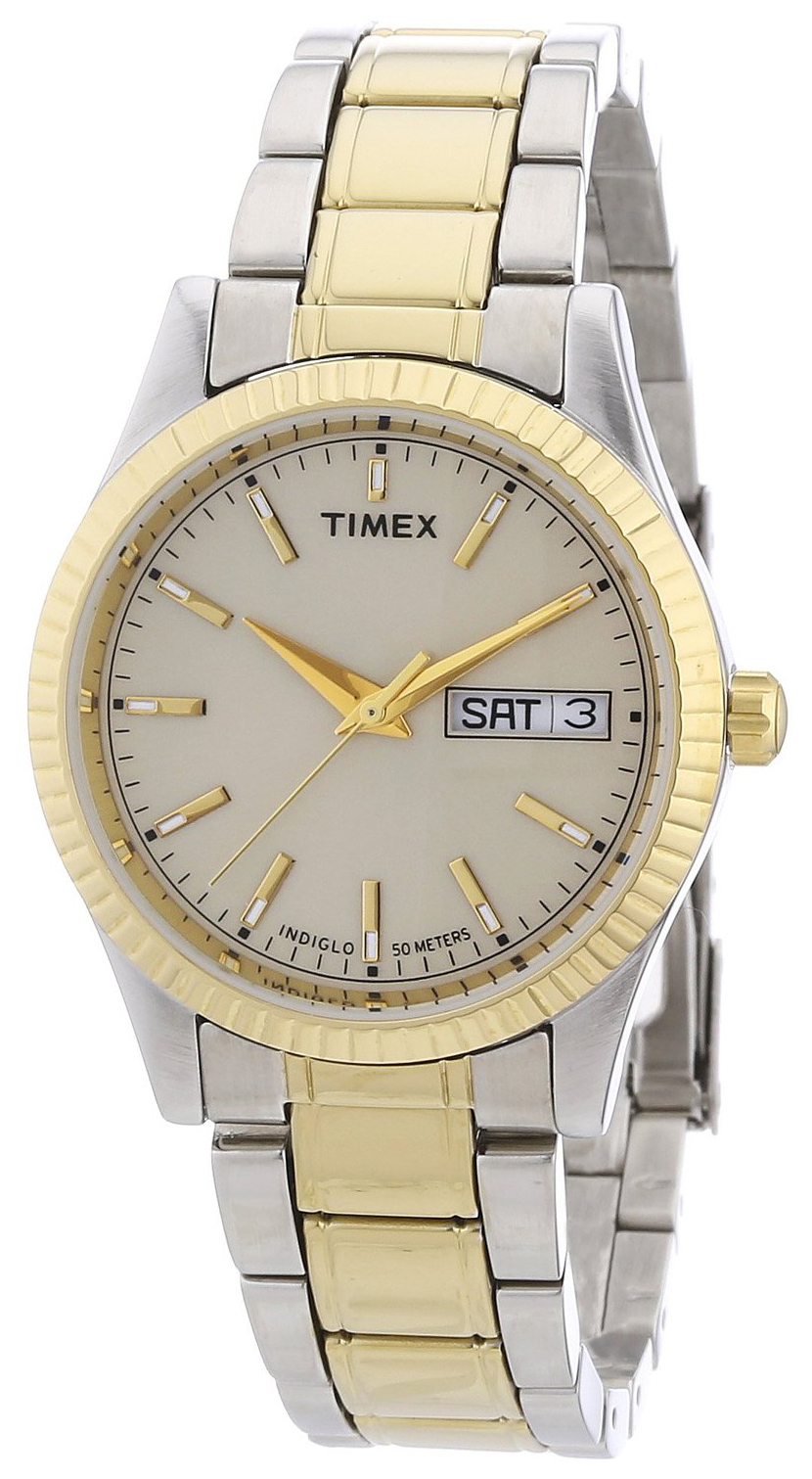 Timex Classic Elevated Herrklocka T2M556 Silverfärgad/Gulguldtonat stål - Timex