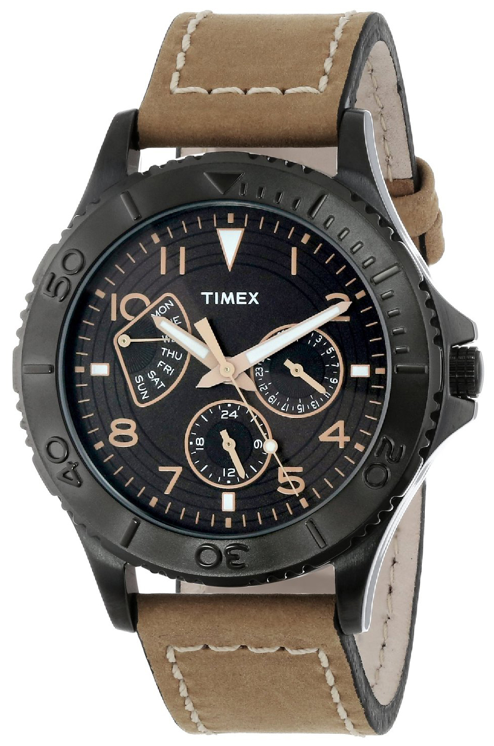 Timex Herrklocka T2P040KW Svart/Läder Ø42 mm - Timex