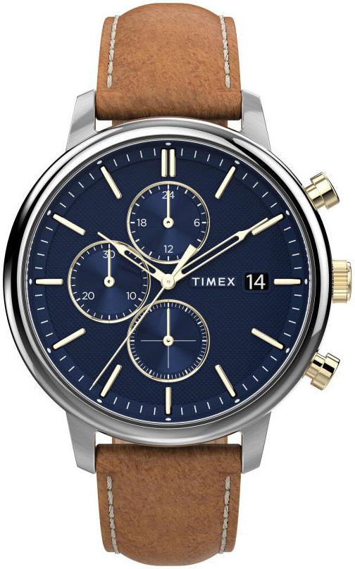 Timex Herrklocka TW2U39000 Blå/Läder Ø45 mm - Timex