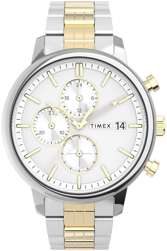 Timex Herrklocka TW2V01800 Chicago Vit/Gulguldtonat stål Ø45 mm - Timex