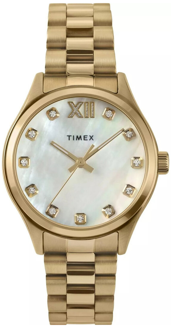 Timex Damklocka TW2W85400 Legacy Vit/Gulguldtonat st&aring;l &Oslash;34 mm