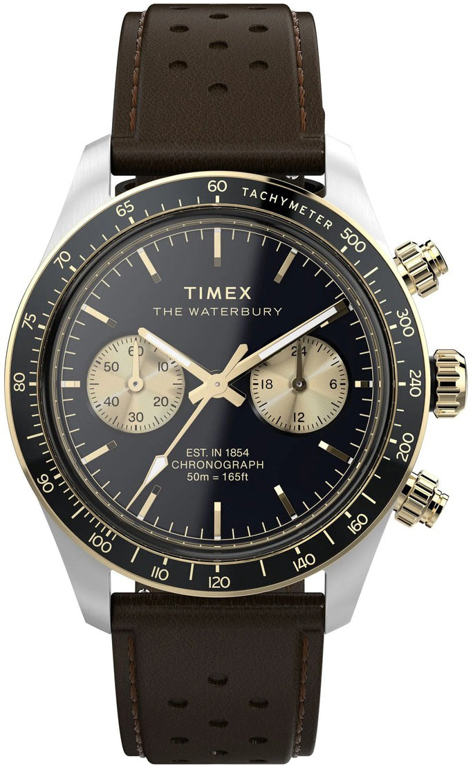 Timex Herrklocka TW2Y24100 The Waterbury Svart/Läder Ø39 mm - Timex