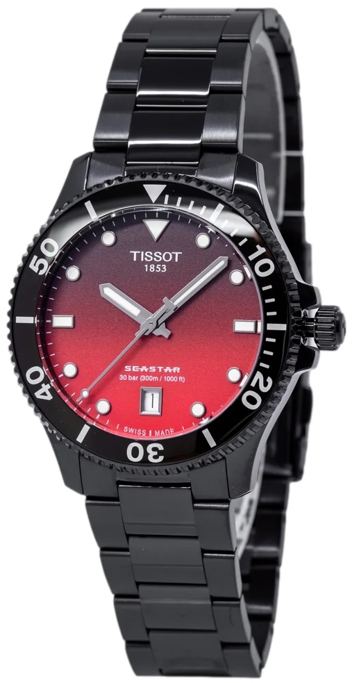 Tissot Herrklocka T120.410.33.421.00 Seastar 1000 Röd/Stål Ø40 mm - Tissot
