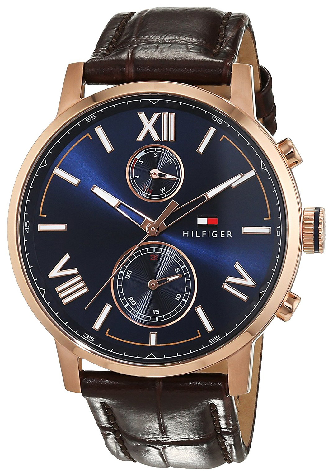 Tommy Hilfiger Herrklocka 1791308 Alden Bl&aring;/L&auml;der &Oslash;44 mm