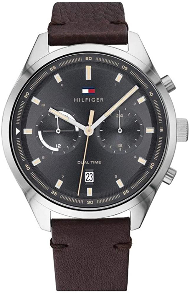 Tommy Hilfiger Herrklocka 1791729 Mörkgrå/Läder Ø44 mm - Tommy Hilfiger