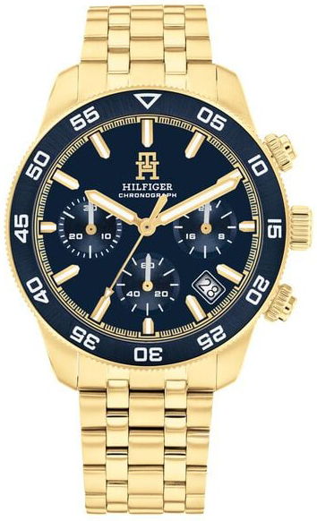 Tommy Hilfiger Herrklocka 1792158 Chrono Blå/Gulguldtonat stål Ø41