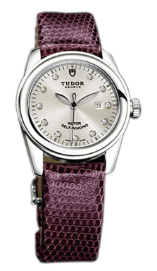 Tudor Glamour Date Damklocka 53000-SDIDPRLZS Silverfärgad/Läder Ø31 mm