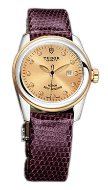 Tudor Glamour Date Damklocka 53003-CHDIDPRLZS Champagnefärgad/Läder Ø31 - Tudor