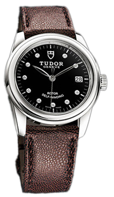 Tudor Glamour Date 55000-BDIDBRJLS Svart/Läder Ø36 mm