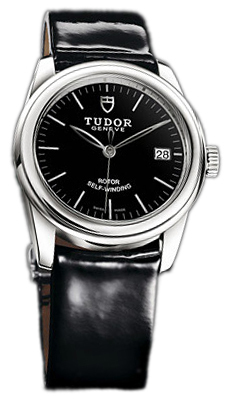Tudor Glamour Date 55000-BIDBPLS Svart/Läder Ø36 mm - Tudor