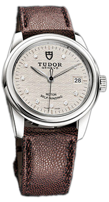 Tudor Glamour Date 55000-SDIDBRJLSP Silverfärgad/Läder Ø36 mm - Tudor