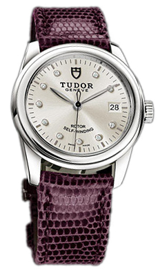 Tudor Glamour Date 55000-SDIDPRLZS Silverfärgad/Läder Ø36 mm - Tudor