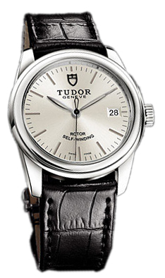 Tudor Glamour Date 55000-SIDSBLS Silverfärgad/Läder Ø36 mm