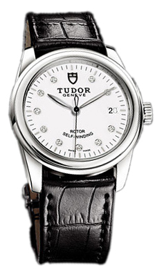 Tudor Glamour Date 55000-WDIDSBLS Vit/Läder Ø36 mm - Tudor