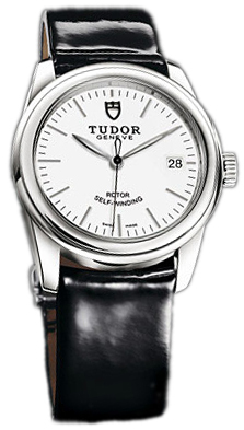 Tudor Glamour Date 55000-WIDBPLS Vit/Läder Ø36 mm