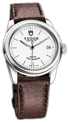 Tudor Glamour Date 55000-WIDBRJLS Vit/Läder Ø36 mm