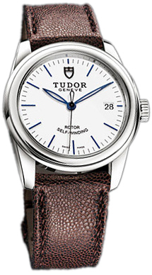 Tudor Glamour Date 55000-WIDBRJLSP Vit/Läder Ø36 mm - Tudor