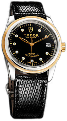 Tudor Glamour Date 55003-BDIDBLZS Svart/Läder Ø36 mm - Tudor