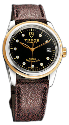 Tudor Glamour Date 55003-BDIDBRJLS Svart/Läder Ø36 mm - Tudor