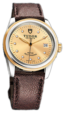 Tudor Glamour Date 55003-CHDIDBRJLS Champagnefärgad/Läder Ø36 mm - Tudor